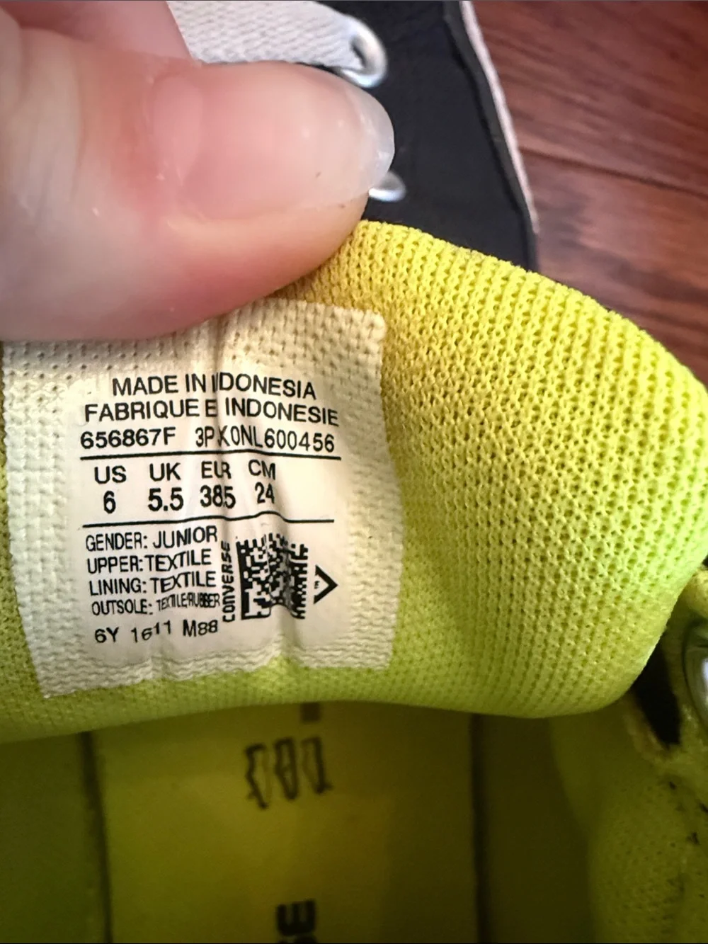 Converse Kids Black Canvas High-Tops with Neon Yellow Lining